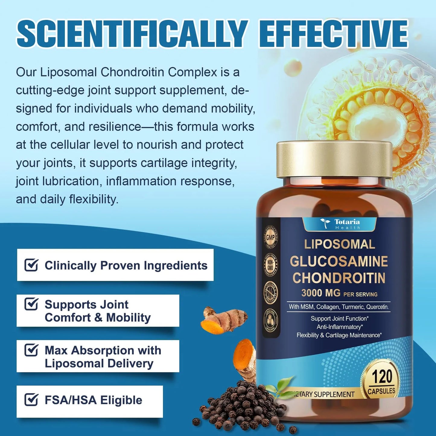 Glucosamina Condroitina MSM 3000 Mg 120 Capsulas Soporte Articular HSA FSA