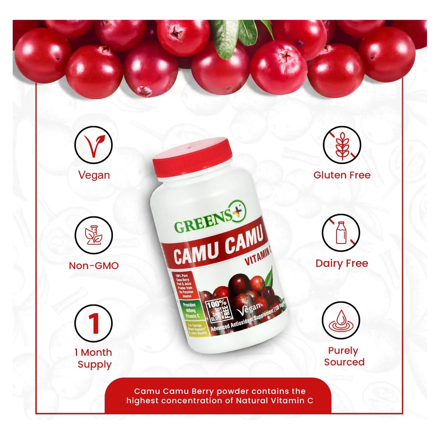 Vitamina C Natural En Polvo Camu Camu Antioxidantes 400 Mg Pura Y Potente
