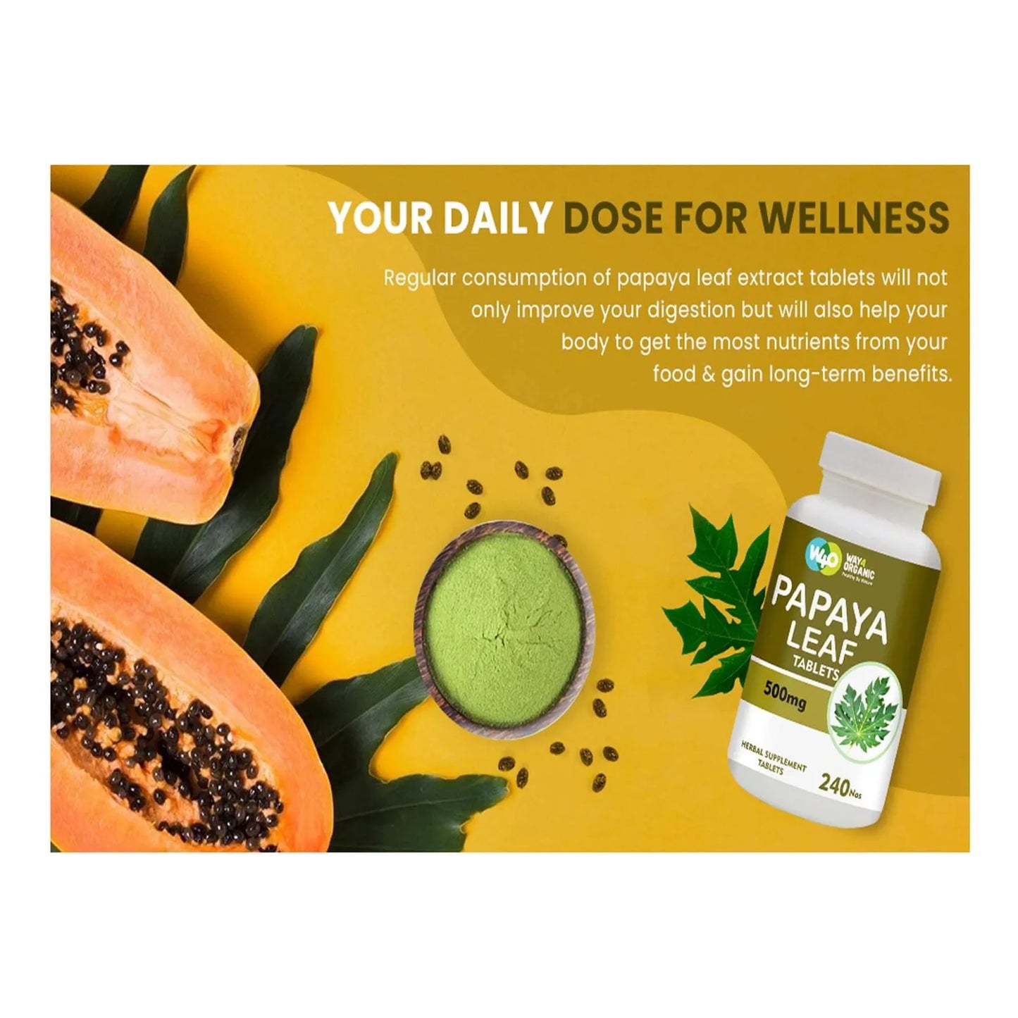 Capsulas Extracto Hoja Papaya 500 Mg 240 Unidades Apoyo Inmunidad Digestión
