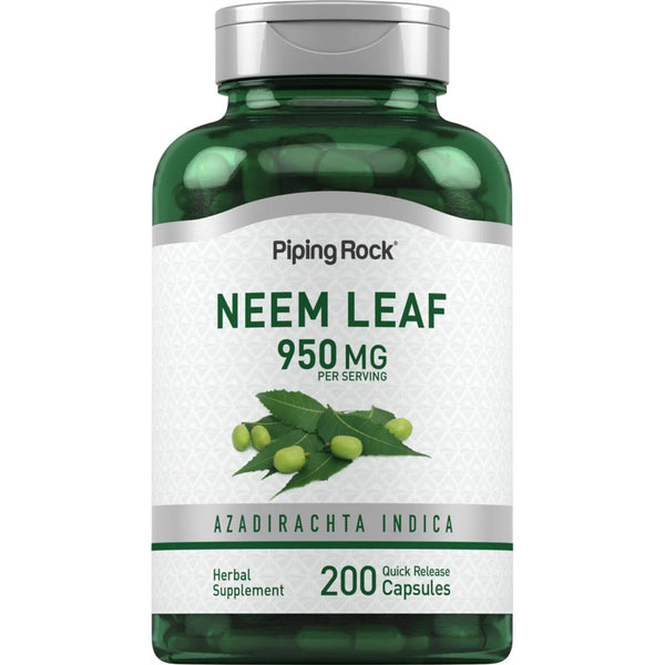 Capsulas De Hojas De Neem 950 Mg 200 Unidades Extracto Herbal Puro Sin Omg Ni Gluten