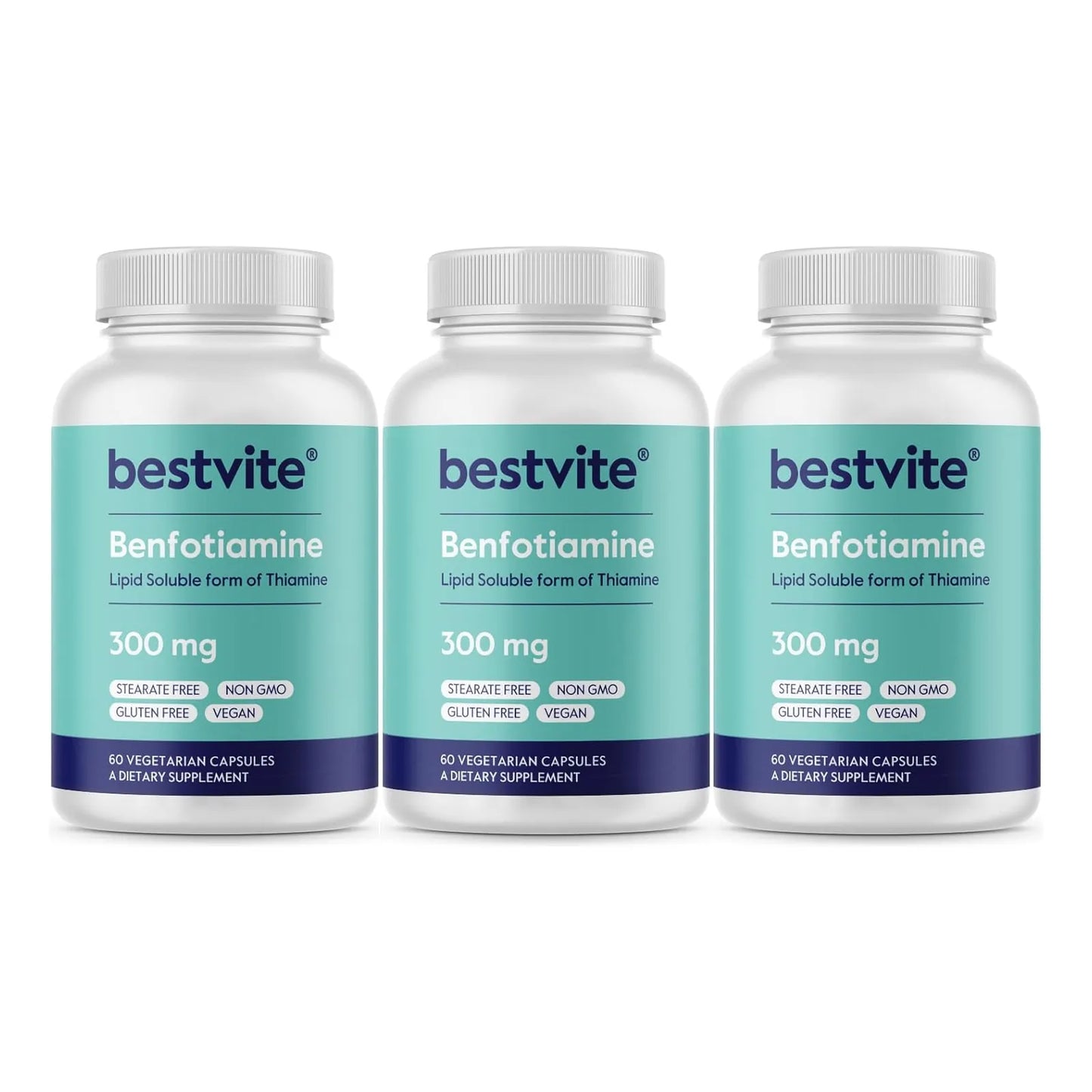 Benfotiamina 300 Mg 180 Cápsulas Veganas Sin Aditivos Dañinos BestVite