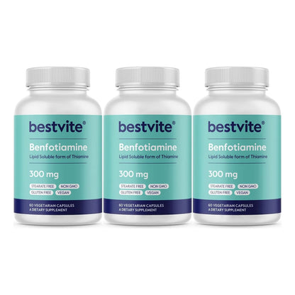 Benfotiamina 300 Mg 180 Cápsulas Veganas Sin Aditivos Dañinos BestVite