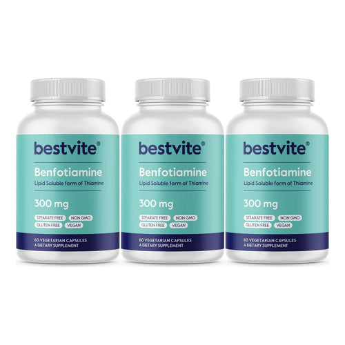 Benfotiamina 300 Mg 180 Cápsulas Veganas Sin Aditivos Dañinos BestVite