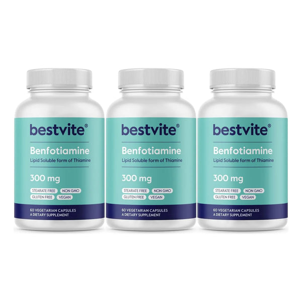 Benfotiamina 300 Mg 180 Cápsulas Veganas Sin Aditivos Dañinos BestVite