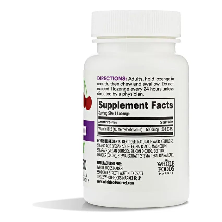B 12 Metil 5000Mcg Sabor Cereza 60 Tabletas Energia Vitalidad