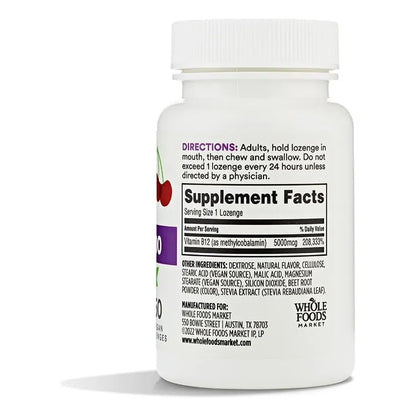 B 12 Metil 5000Mcg Sabor Cereza 60 Tabletas Energia Vitalidad