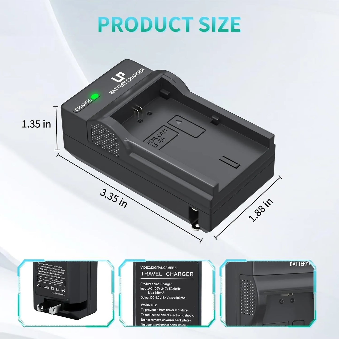 Cargador De Bateria Lp E6 Y E6n Compatible Con Canon Eos 90d 80d 70d 60d 7d 6d 5d R5 R6 Seguro Y Portatil
