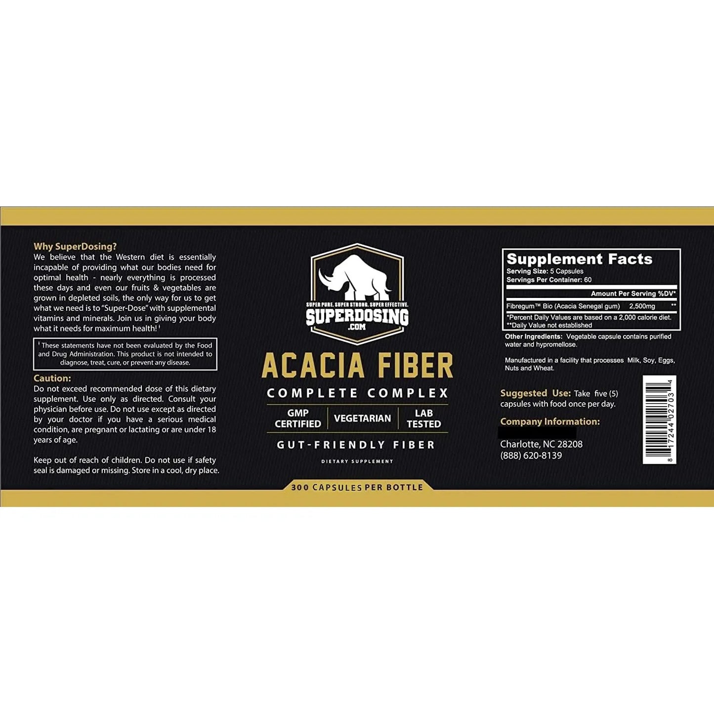 Capsulas Fibra Organica Acacia Senegal 600 Unidades Suplemento Prebiotico Vegano