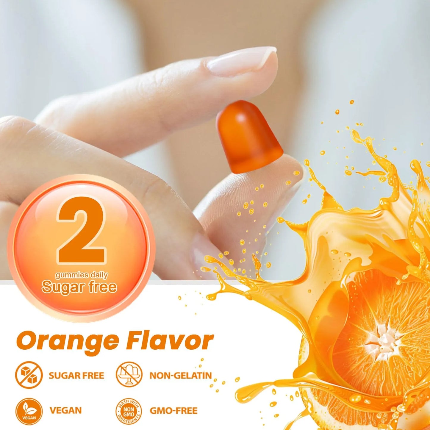 Gomitas De Calcio Magnesio Zinc 1200 Mg Citrato Vitamina D3 Suplemento Óseo Sabor Naranja