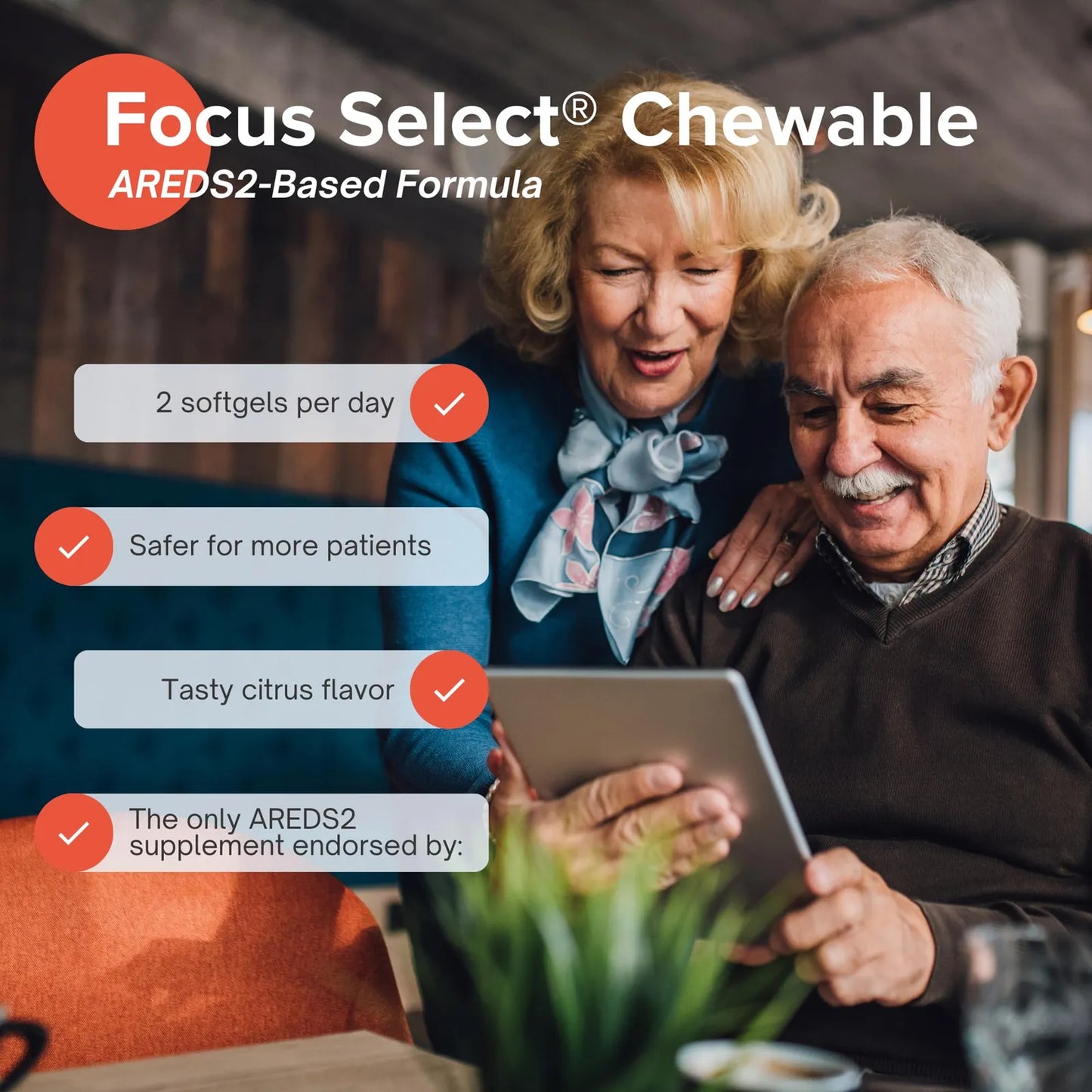 Focus Select AREDS2 Vitaminas Masticables Para Ojos Sabor Cítrico 180 Unidades