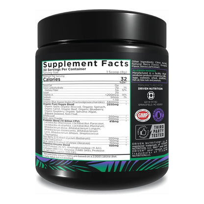 Polvo Orgánico De Frutas Y Verduras Con Probióticos 30 Porciones Energía Y Digestión