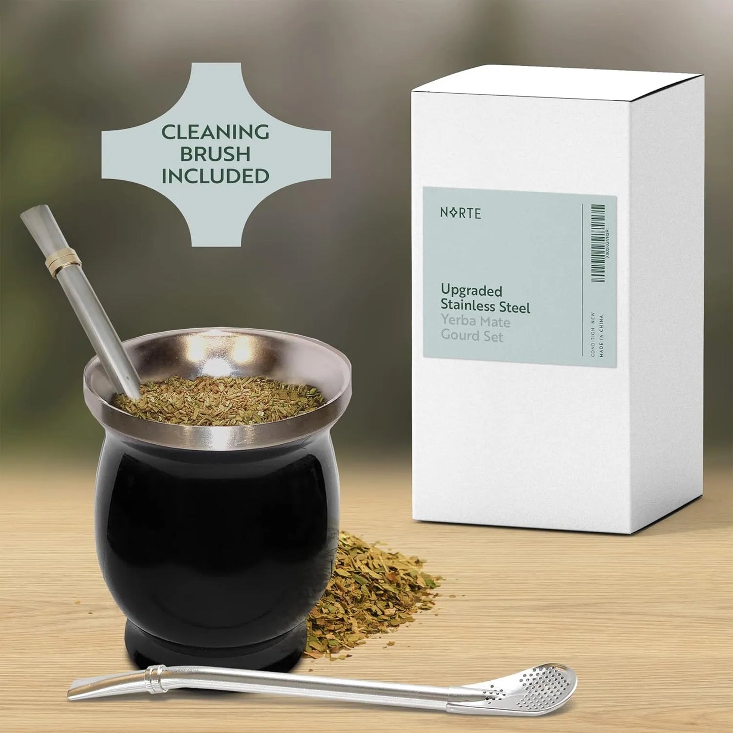 Juego De Tazas De Te Y Calabaza Natural De Yerba Mate Con Bombillas Y Cepillo Tradicional Premium
