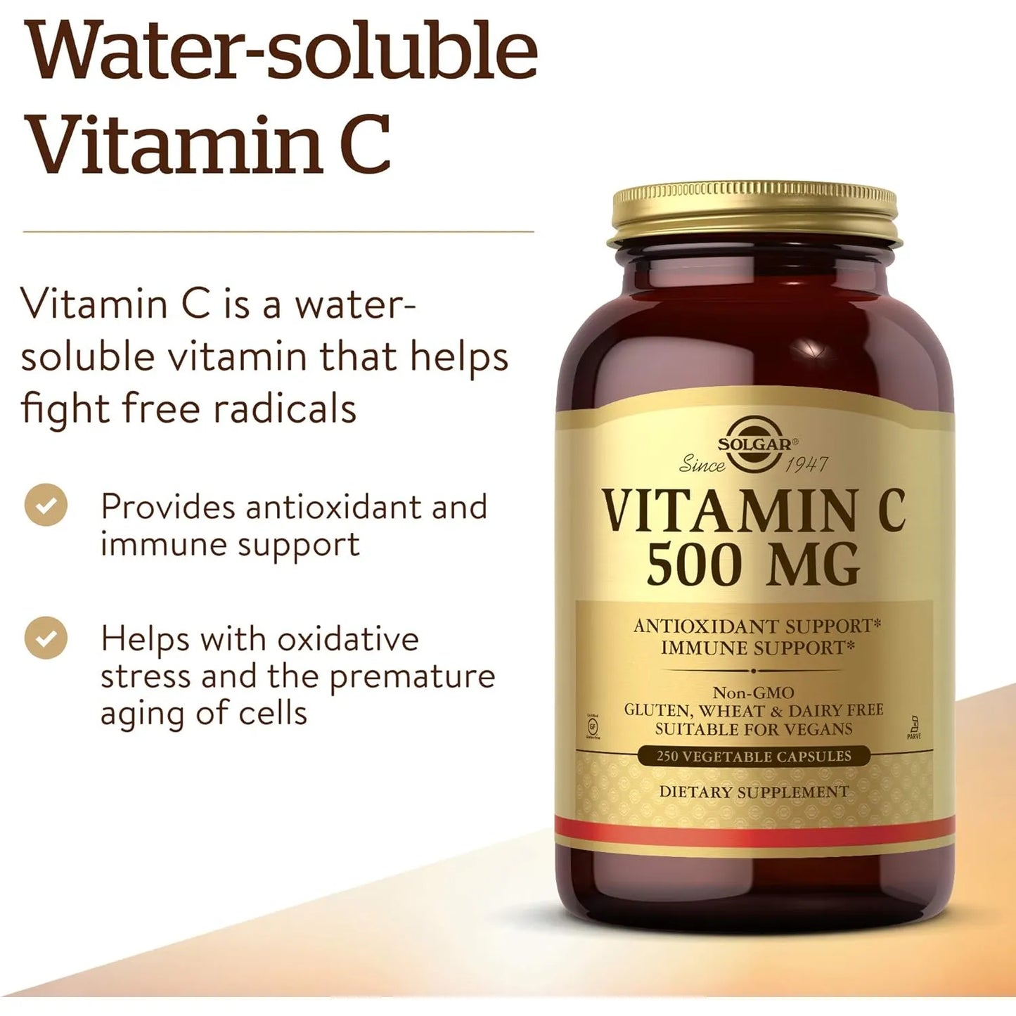 Vitamina C 500 Mg Solgar Antioxidante E Inmunologico 250 Capsulas Veganas