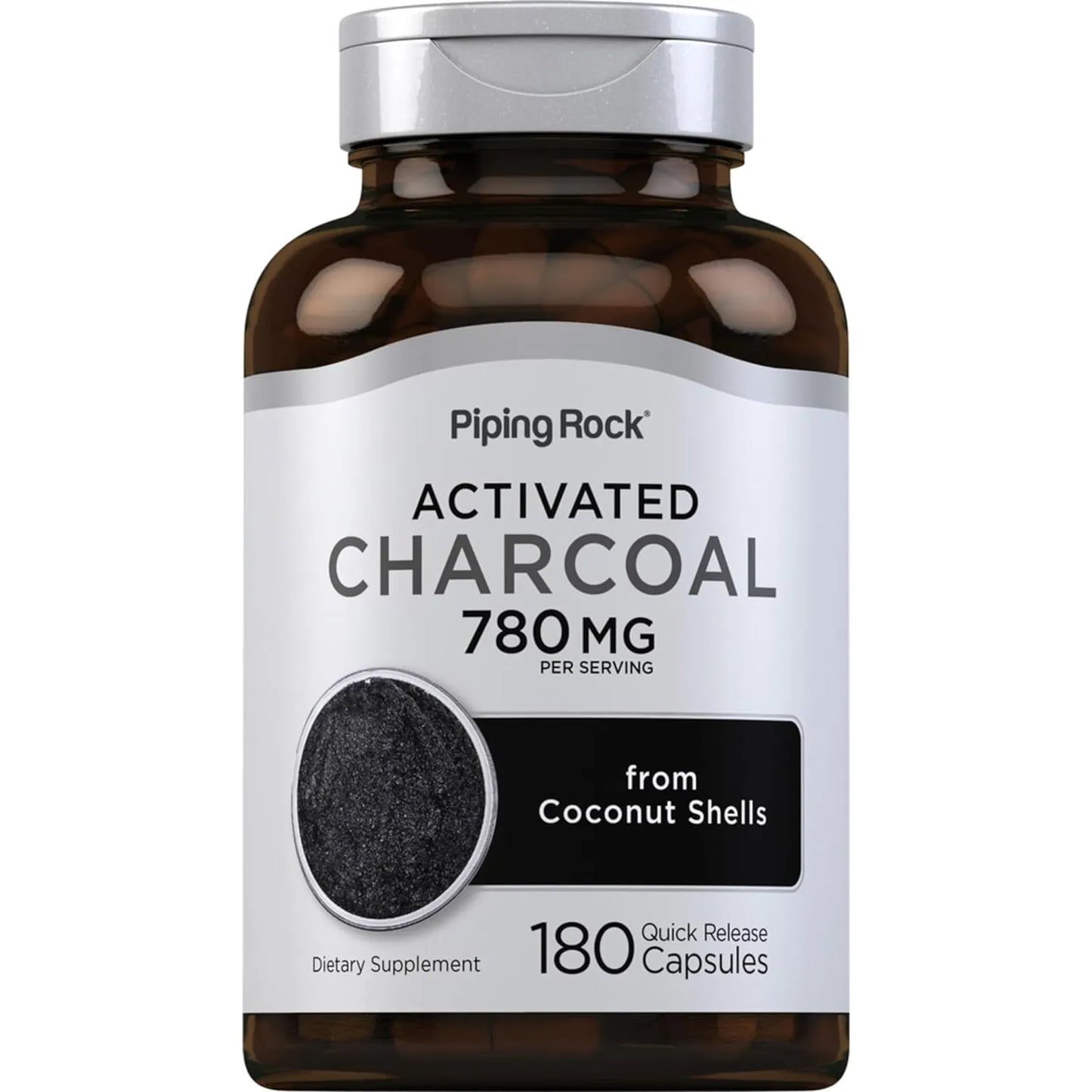 Cápsulas De Carbón Activado 780 Mg 180 Unidades De Cáscaras De Coco