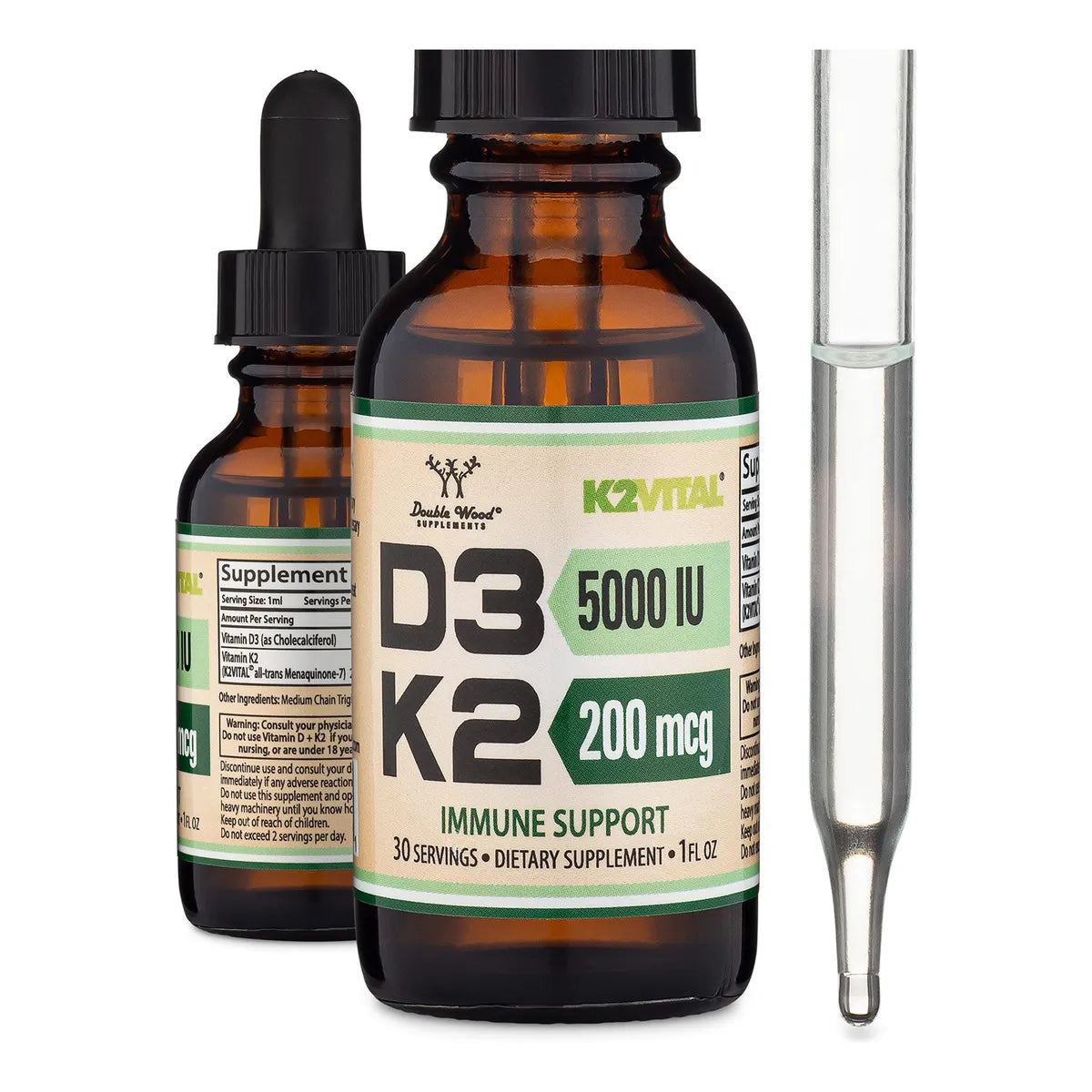 Suplemento Double Wood De Vitamina D3 K2 De 5000 Ui En Gotas - Imagen 1