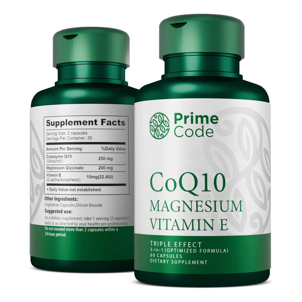 Capsulas Coq10 250 Mg Con Glicinato De Magnesio 200 Mg Y Vitamina E 15 Mg Energia Y Salud Cardiovascular