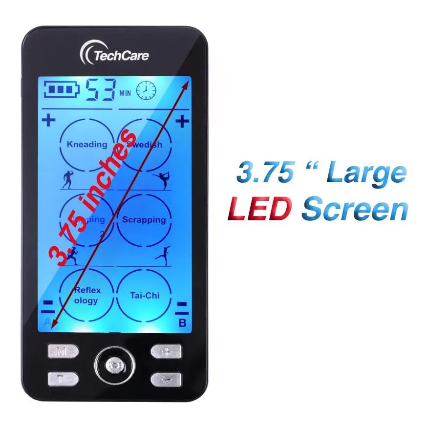 TechCare Massager Plus 24 Unidad TENS Alivio Dolor Muscular 24 Modos Pantalla LCD