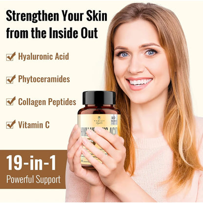 Cápsulas Ácido Hialurónico 1200 Mg Con Colágeno Péptidos Vitamina C Piel Hidratada