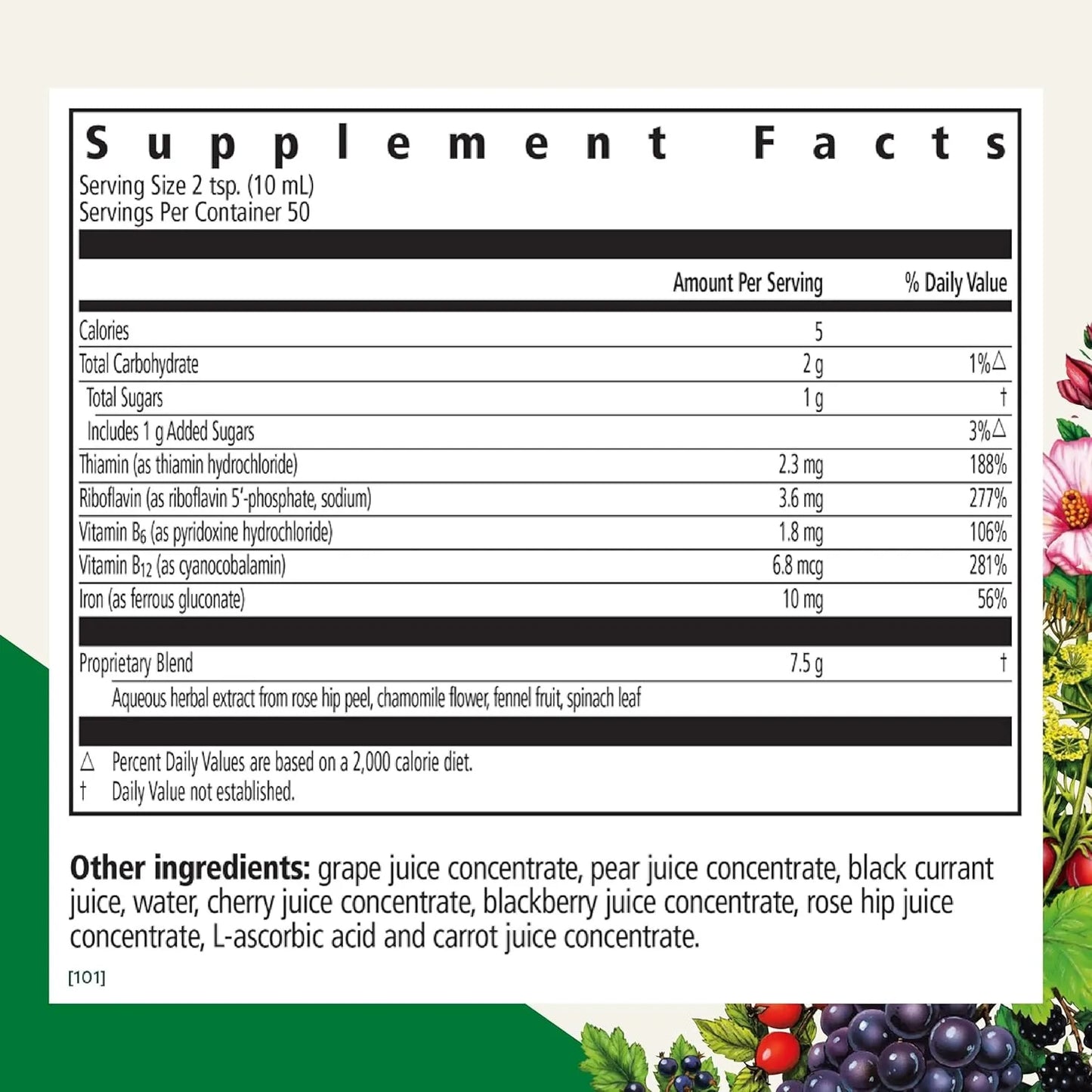 Floravital Iron Herbs Suplemento Liquido Vegano Con Hierro Y Vitaminas 500 Ml