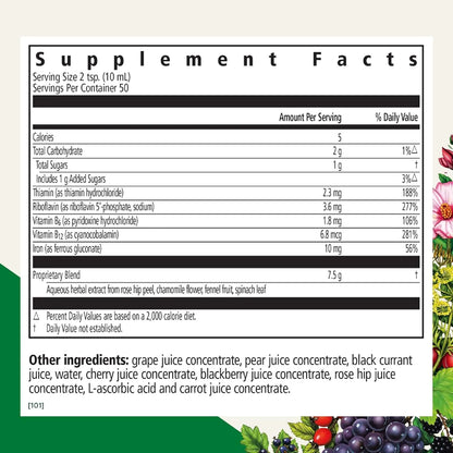 Floravital Iron Herbs Suplemento Liquido Vegano Con Hierro Y Vitaminas 500 Ml