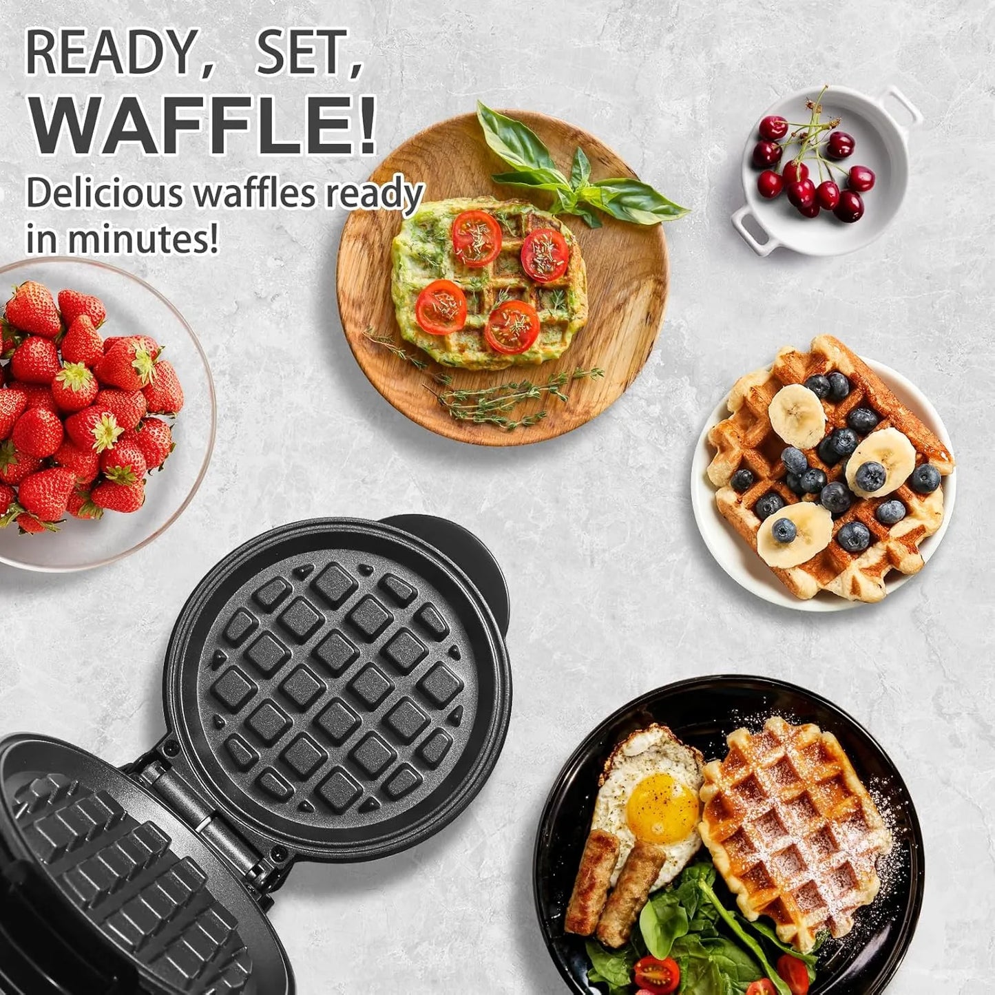 Mini Waflera Antiadherente Para Gofres Belgas Desayuno Rapido Facil Limpiar
