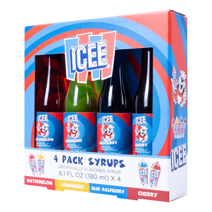 Paquete De 4 Jarabes Granizados ICEE Sabores Sandía Limonada Frambuesa Azul Cereza