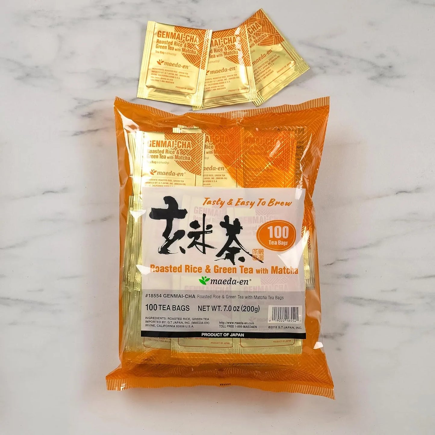 Té Verde Japonés Genmai-cha Con Arroz Tostado Y Matcha 100 Bolsas