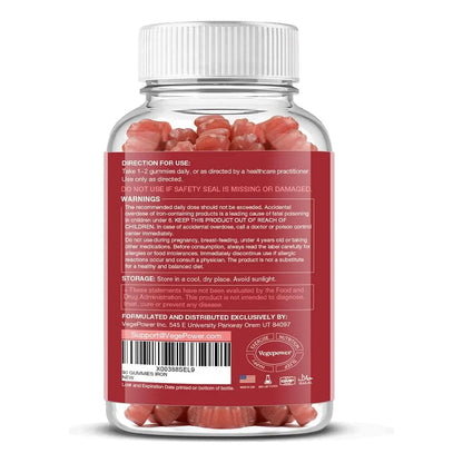 Gomitas De Hierro Multivitaminas Sabor Fresa Veganas Sin Gluten