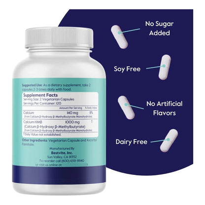 HMB 1000Mg 240 Cápsulas Veganas Soporte Muscular Y Óseo Bestvite