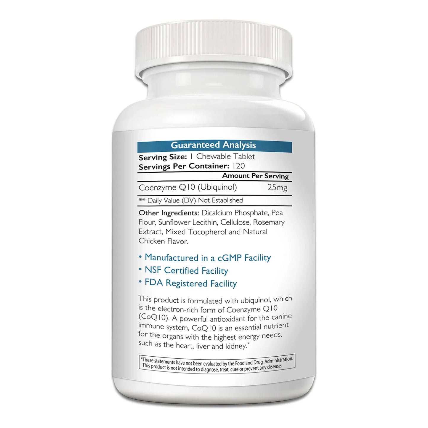 Coenzima Q10 Ubiquinol Para Perros 120 Tabletas Salud Corazón Energía
