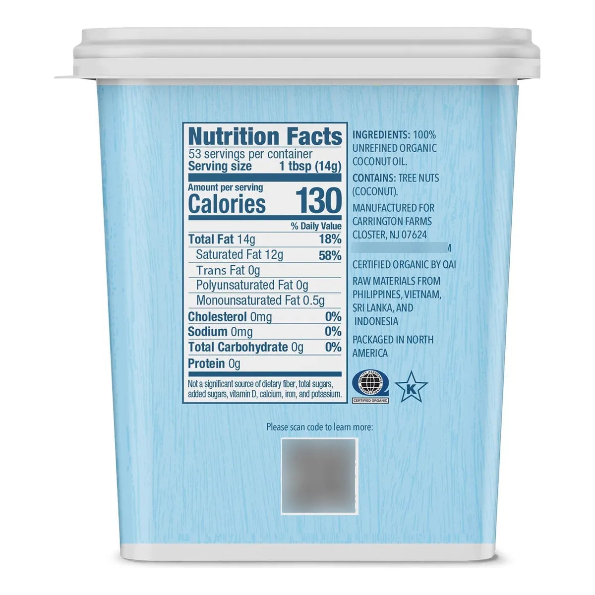 Aceite De Coco Extra Virgen Organico Carrington Farms 739 Ml Multiusos