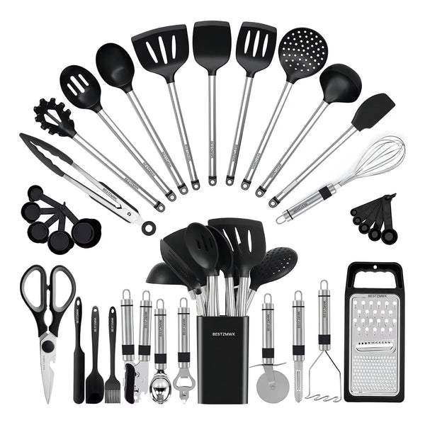 Juego De Utensilios De Cocina De Silicona Protege Sartenes Y Resistente Al Calor