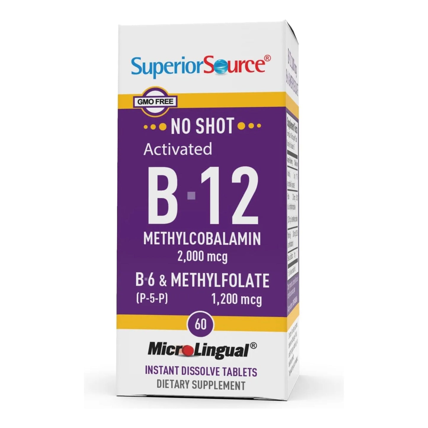 Vitamina B12 Metilcobalamina 2000 Mcg Con Metilfolato Y B6 60 Tabletas Microlingües