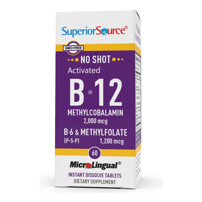 Vitamina B12 Metilcobalamina 2000 Mcg Con Metilfolato Y B6 60 Tabletas Microlingües