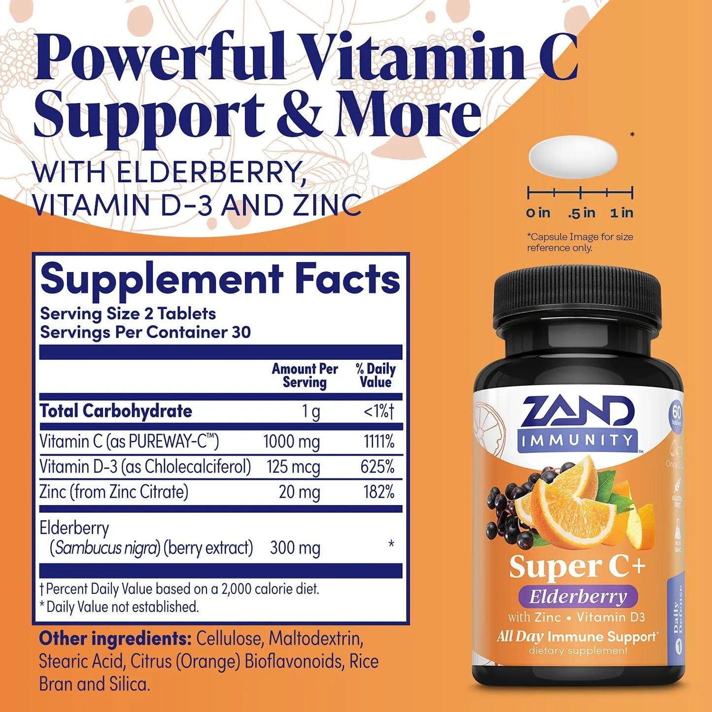 Immunidad Diaria Pureway C Zinc Vitamina D3 Saúc 60 Tabletas Apoyo Inmunológico