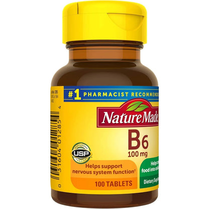Vitamina B6 100 Mg Nature Made 100 Comprimidos Paquete De 4 Energía Y Bienestar