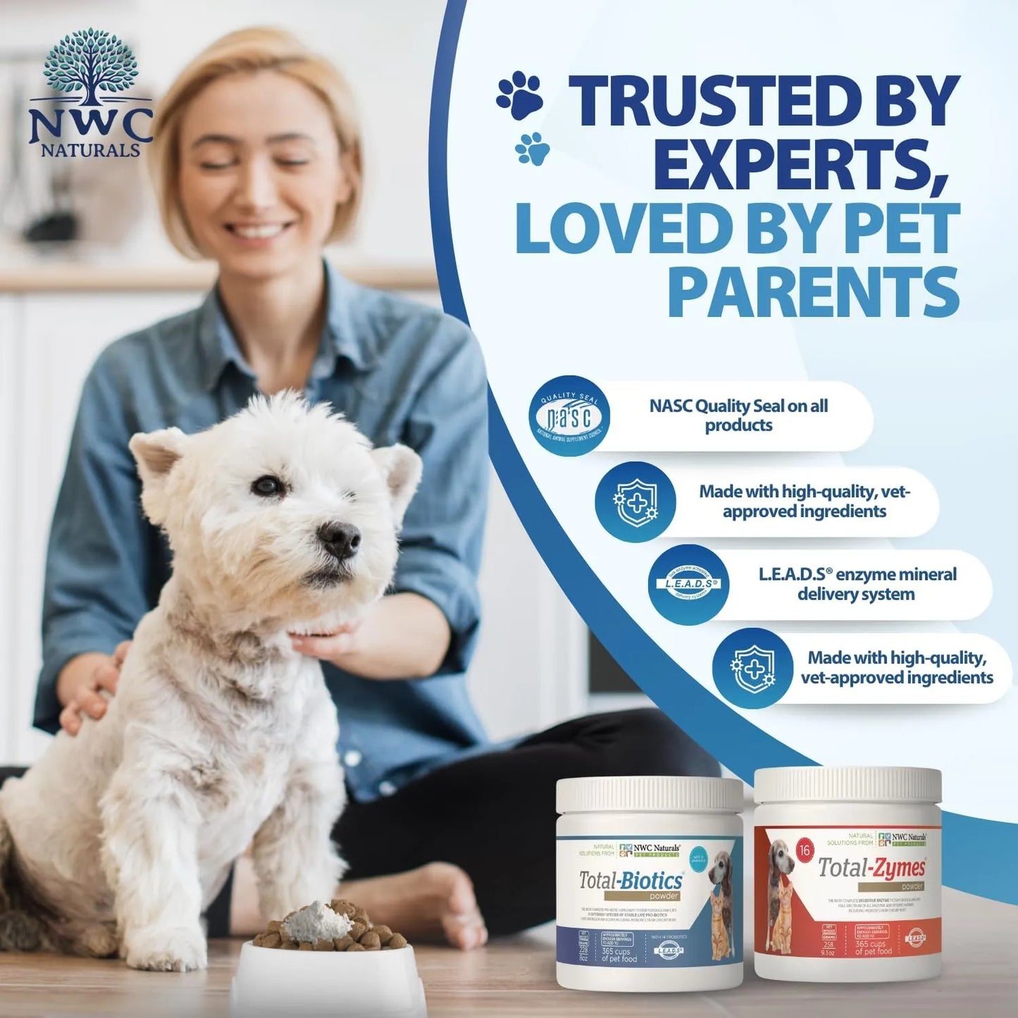 Paquete Doble Probióticos Enzimas Digestivas Perros Gatos NWC Naturals Salud Intestinal