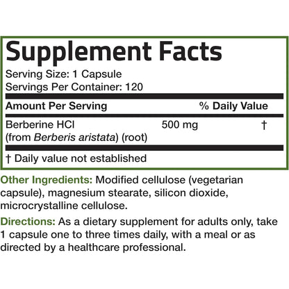 Berberina 500mg 120 Cápsulas Vegetarianas Bronson Apoyo Metabólico Y Digestivo