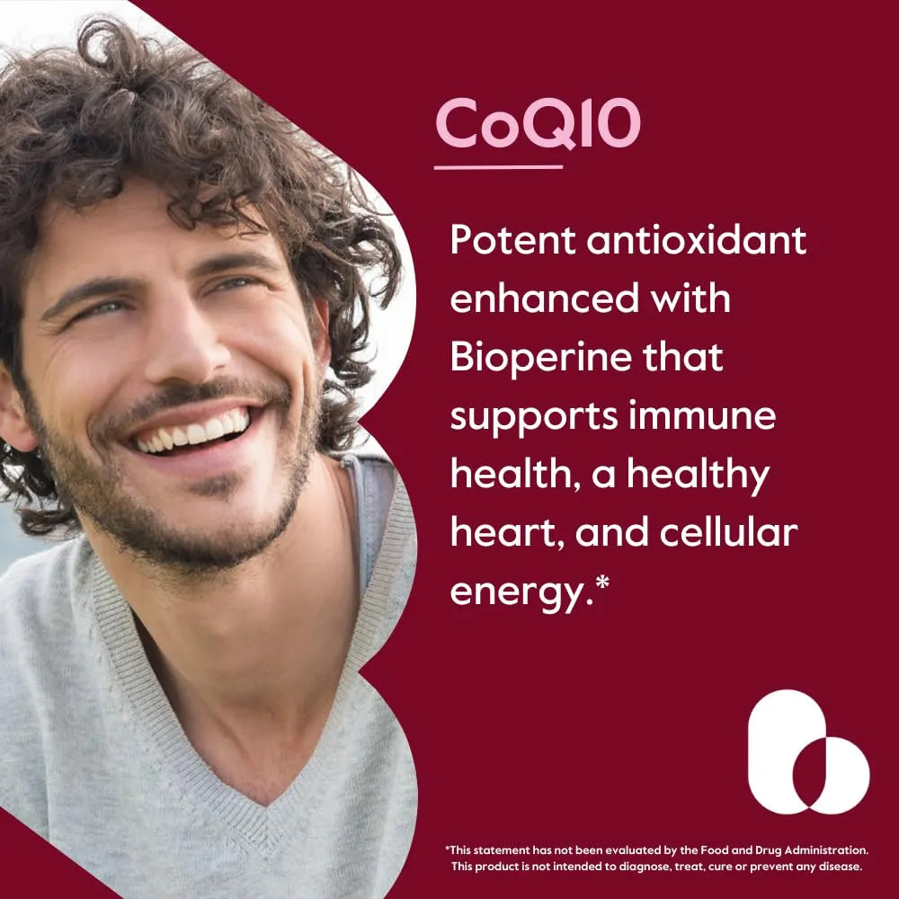 Coenzima Coq10 600 Mg Por Cápsula Con Bioperina 60 Cápsulas