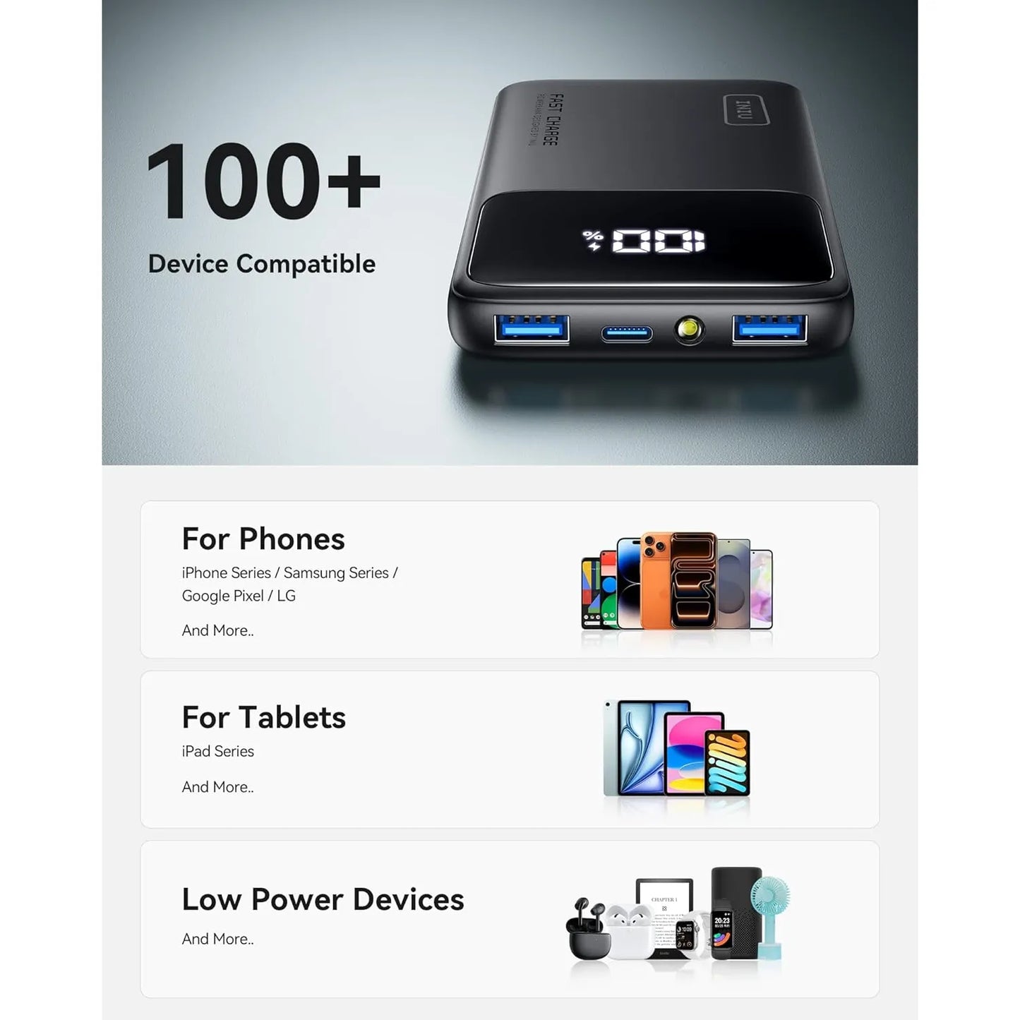 Cargador Portátil Iniu 10000mah Ultra Delgado Rápido Black2 - Imagen 2