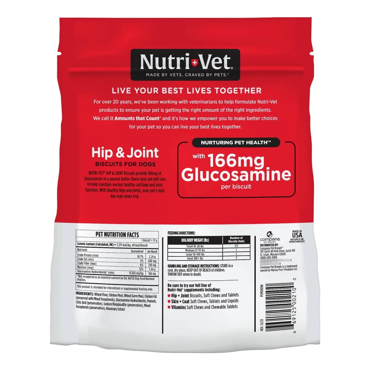 Galletas De Glucosamina Para Perros Pequeñas 166 Mg NutriVet Sabor Mantequilla De Maní