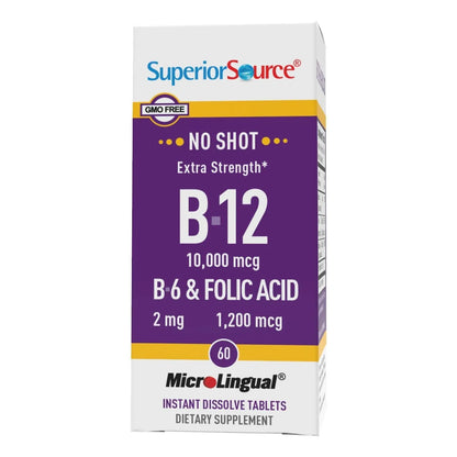 Vitamina B12 Cianocobalamina 10000 Mcg B6 Y Ácido Fólico Tabletas Microlingües