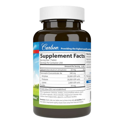 Enzimas Digestivas Naturales 250 Tabletas Soporte Digestivo Absorcion Nutrientes