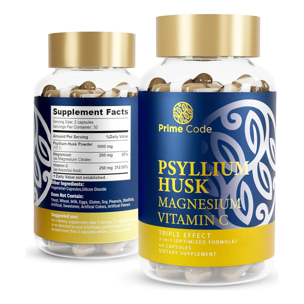 Capsulas De Cascara De Psyllium 1000mg Con Citrato De Magnesio Y Vitamina C Salud Digestiva