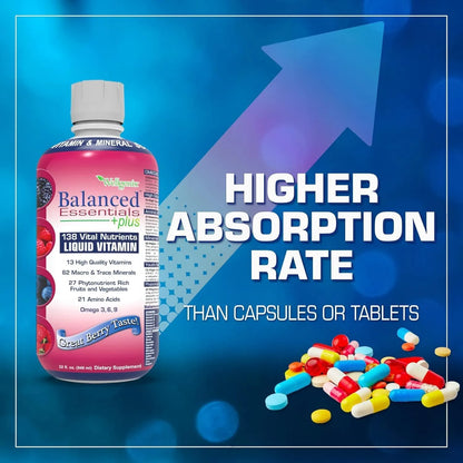 Multivitaminico Liquido Balanced Essentials 946ml Sabor Very Berry Suplemento Nutricional