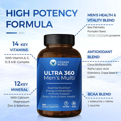 Multivitamínico Ultra 360 Para Hombres Con Hierbas Antioxidantes Energía Y Rendimiento