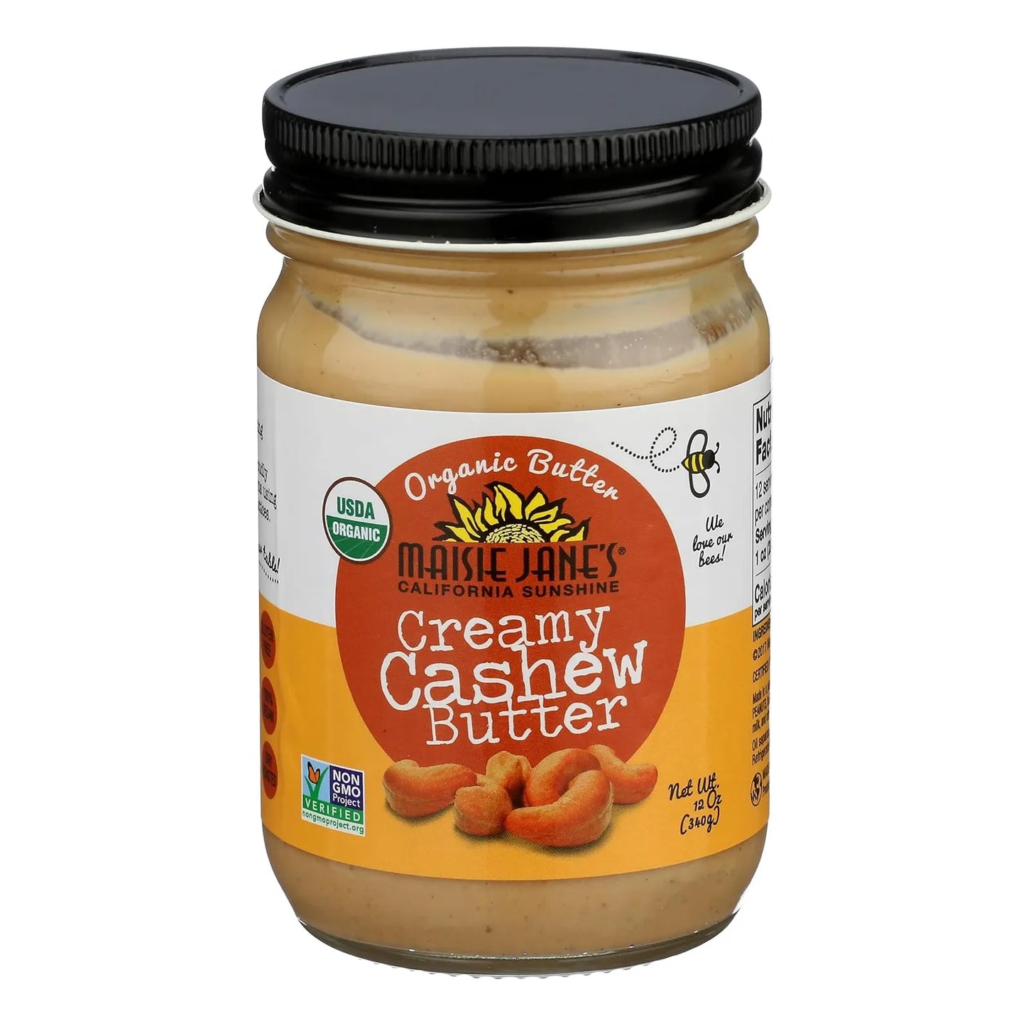 Manteca De Anacardo Orgánica 340 Gramos Cremosa Y Natural USDA Kosher Vegano Sin Gluten