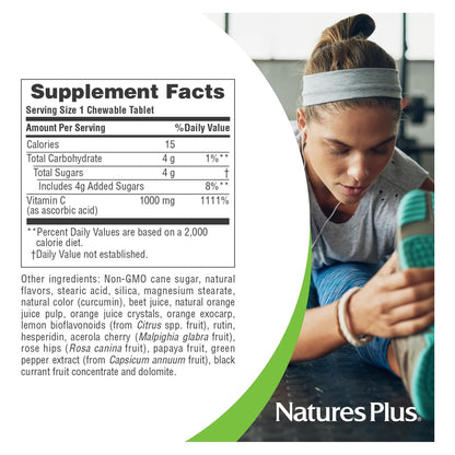 Jugo De Naranja Masticable 60 Tabletas 1000 Mg Vitamina C Suplemento Inmunologico Vegano