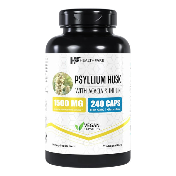 Capsulas Cascara Psyllium 1500 Mg 240 Unidades Suplemento Alto Fibra Sin Gluten Vegano