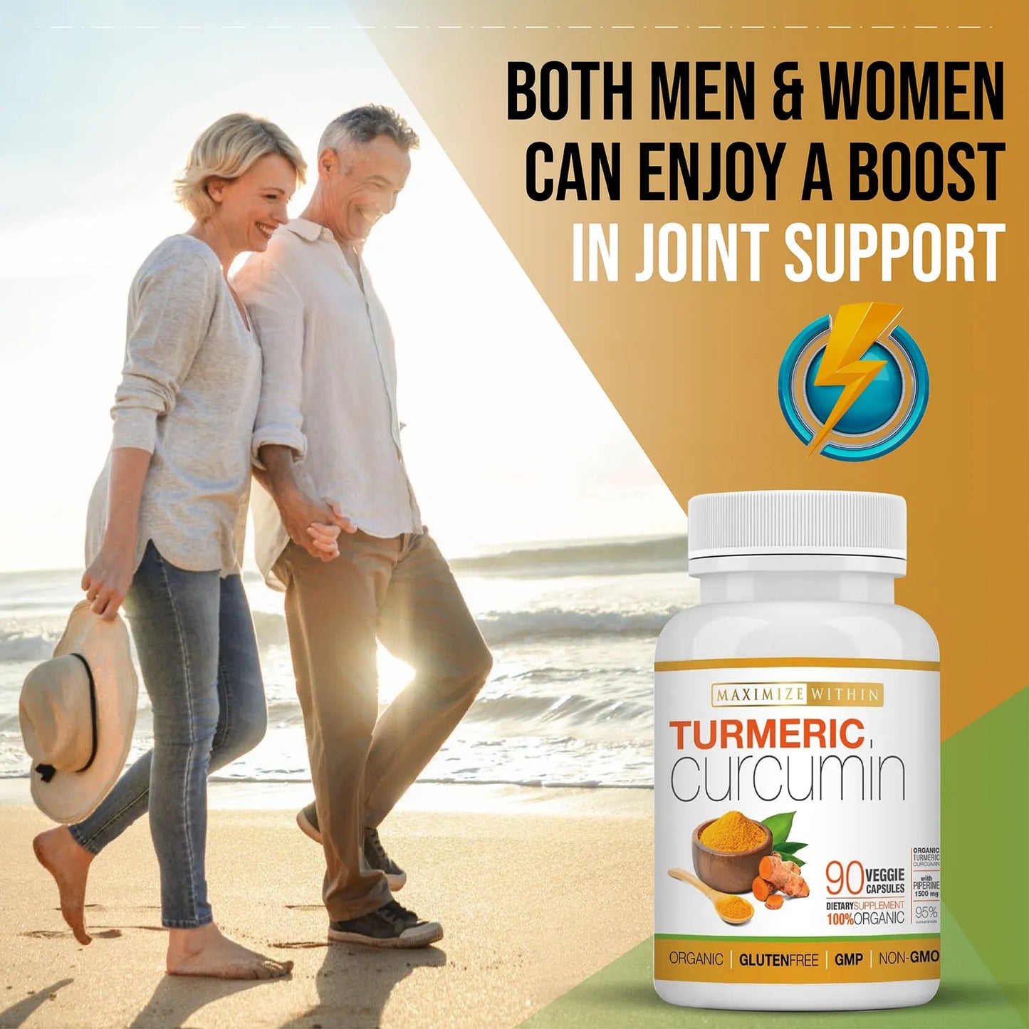 Curcumina De Cúrcuma Con Piperina 1500 Mg 90 Tabletas Energía Natural